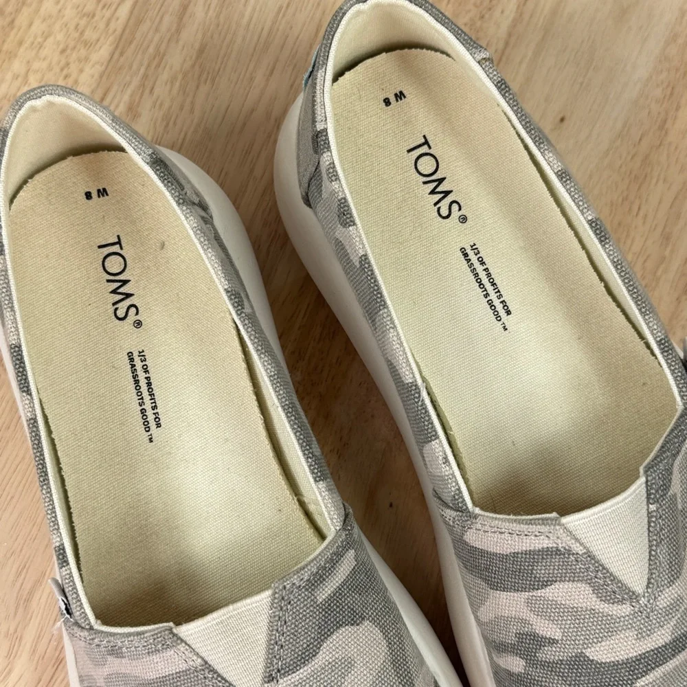 Toms Alpargata Mallow Camouflage Canvas Slip On‎ Flats Green 8 Women